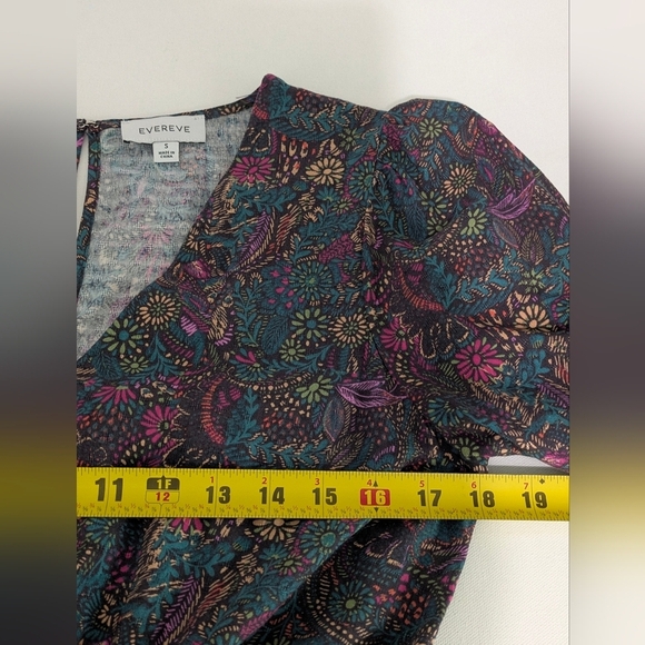 EVEREVE WOMENS floral Fall jumpsuit 3/4 ballon sleeves ockets cotton blend Small - Picture 14 of 15